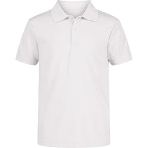 imageNautica Boys School Uniform Short Sleeve Polo Shirt Button Closure Moisture Wicking Performance MaterialWhite