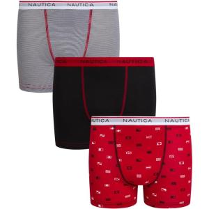 imageNautica Boys Stretch Performance Boxer Briefs 36 Pack  Breathable Underwear for Boys 618Red PrintBlackStripe 3pk
