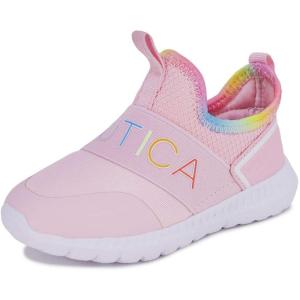imageNautica Girls SlipOn Sneaker  Athletic Running Kids Shoe for Walking Running Tennis and Sports ToddlerLittle KidAlois Peony Rainbow