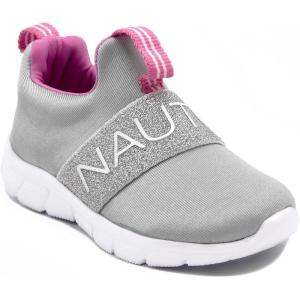 imageNautica Girls SlipOn Sneaker  Athletic Running Kids Shoe for Walking Running Tennis and Sports ToddlerLittle KidGreyPink