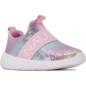 imageNautica Girls SlipOn Sneaker  Athletic Running Kids Shoe for Walking Running Tennis and Sports ToddlerLittle KidLight Rainbow Holograph