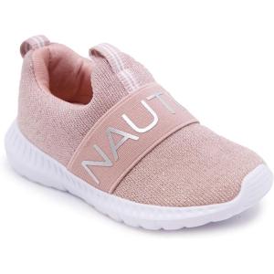 imageNautica Girls SlipOn Sneaker  Athletic Running Kids Shoe for Walking Running Tennis and Sports ToddlerLittle KidMauve Sparkle