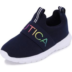imageNautica Girls SlipOn Sneaker  Athletic Running Kids Shoe for Walking Running Tennis and Sports ToddlerLittle KidNavy Rainbow Metallic