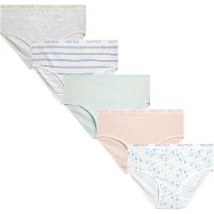 imageNautica Girls Underwear Briefs  5 Pack Comfort Stretch MidWaist Breathable Cotton Underwear Panties for Girls 412RoseWhiteMintStripe