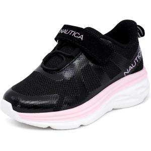 imageNautica Kids Fashion Sneaker Athletic Running Shoe with One Strap Boys  GirlsToddlerLittle KidBlack Pinkgemlock