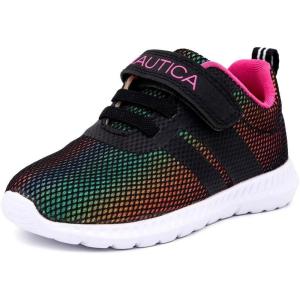 imageNautica Kids Fashion Sneaker Athletic Running Shoe with One Strap Boys  GirlsToddlerLittle KidBlack Rainbowtowheee
