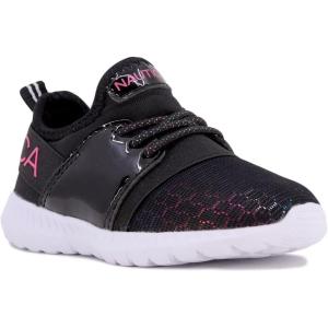 imageNautica Kids Girls Metallic Fashion Sneaker LaceUp Athletic Running Shoe I kappil I Big Kid  Little Kid  ToddlerBlack Hc Metallic