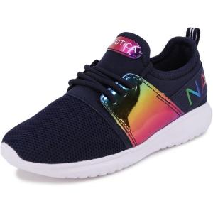 imageNautica Kids Girls Metallic Fashion Sneaker LaceUp Athletic Running Shoe I kappil I Big Kid  Little Kid  ToddlerNavy Rainbow