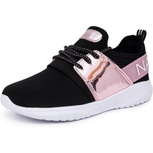 imageNautica Kids Girls Metallic Fashion Sneaker LaceUp Athletic Running Shoe I kappil I Big Kid  Little Kid  ToddlerPink Metallic Black