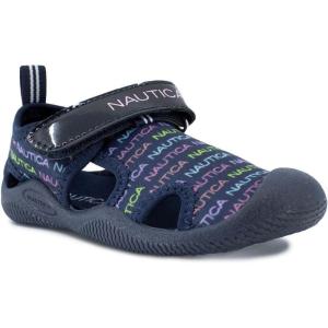 imageNautica Kids Protective Water ShoeClosedToe Sport Sandal Boy  Girl Big KidLittle KidToddlerNavy Rainbow Logo