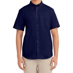 imageNautica Young Mens Uniform Short Sleeve Performance Oxford ButtonDown ShirtNavy