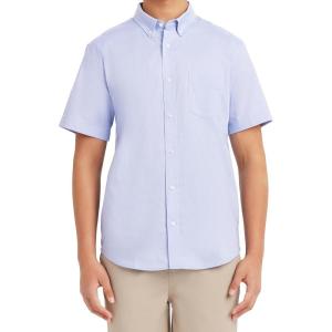 imageNautica Young Mens Uniform Short Sleeve Performance Oxford ButtonDown ShirtOx Blue