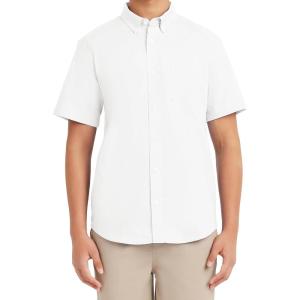 imageNautica Young Mens Uniform Short Sleeve Performance Oxford ButtonDown ShirtWhite
