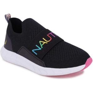 imageNautica Youth Girls SlipOn Athletic Sneakers  Stylish Running and Tennis Shoes for Little and Big KidsBlack Rainbow Metallic