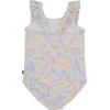imageNautica Girls OnePiece Swimsuit with UPF 50 Sun Protection Quick Drying Bathing SuitWhite Shell Ruffle
