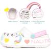 imageNautica Kids Girls Clogs Slip On Platform Slides Garden Shoes Water Sandals Beach Slipper for Children Indoor OutdoorWhite Pastel