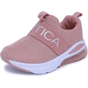 imageNAUTICA Kids Boys Girls Air Bubble Sneaker Athletic Running Shoe with StrapBungee ToddlerLittle KidsMattoon Air Blush Silver Knit