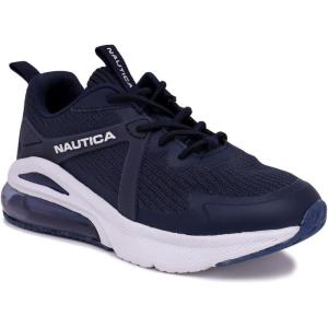 imageNAUTICA Kids Casual Air Bubble Fashion Sneakers Walking ShoesLightweight Joggers BoysGirls Bungee SlipOnLace Up Little KidBig KidNavy White