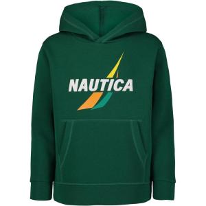 imageNautica Boys Long Sleeve Fleece Pullover Hoodie Comfortable Relaxed FitJclass Spilt Evergreen
