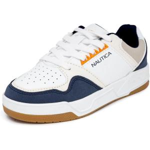 imageNautica Boys LowTop Sneakers Basketball Tennis Shoes for Kids Outdoor School Running Shoes  Sizes for Big KidLittle KidWhite Navy Ivoryhadley