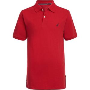 imageNautica Boys Short Sleeve Anchor Polo Button Closure Soft ampamp Comfortable Pique FabricLegacy Carmine