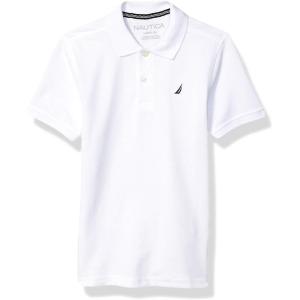 imageNautica Boys Short Sleeve Anchor Polo Button Closure Soft ampamp Comfortable Pique FabricLegacy White