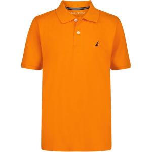 imageNautica Boys Short Sleeve Anchor Polo Button Closure Soft ampamp Comfortable Pique FabricPersimmon