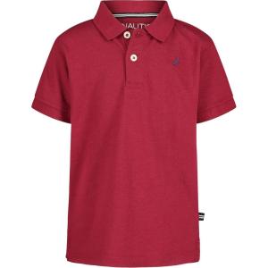 imageNautica Boys Short Sleeve Anchor Polo Button Closure Soft ampamp Comfortable Pique FabricRhubarb