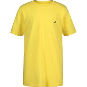 imageNautica Boys Short Sleeve Solid Crew Neck TShirt Soft Comfortable Relaxed FitAspen Yellow