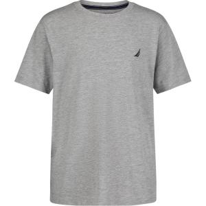 imageNautica Boys Short Sleeve Solid Crew Neck TShirt Soft Comfortable Relaxed FitLegacy Grey Heather