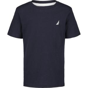 imageNautica Boys Short Sleeve Solid Crew Neck TShirt Soft Comfortable Relaxed FitLegacy Navy Heather