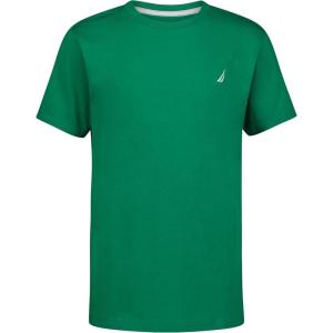 imageNautica Boys Short Sleeve Solid Crew Neck TShirt Soft Comfortable Relaxed FitPepper Green
