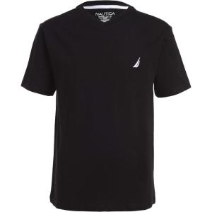 imageNautica Boys Short Sleeve Solid VNeck TShirt Soft Comfortable Relaxed FitBlack