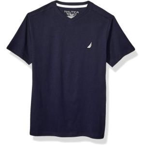 imageNautica Boys Short Sleeve Solid VNeck TShirt Soft Comfortable Relaxed FitLegacy Navy