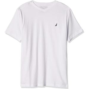 imageNautica Boys Short Sleeve Solid VNeck TShirt Soft Comfortable Relaxed FitLegacy White