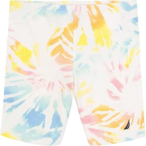 imageNautica Girls Active Bike Shorts Soft ampamp Stretchy Spandex with Flat Waistband ampamp Logo DesignWhite Sunburst