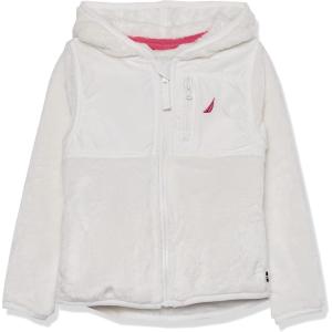 imageNautica Girls Chipie Faux Fur Jacket Hooded Lightweight Coat with Nylon Yoke FullZip FrontMarshmallow