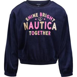 imageNautica Girls Fleece Popover Crewneck SweatshirtVelour Peacoat