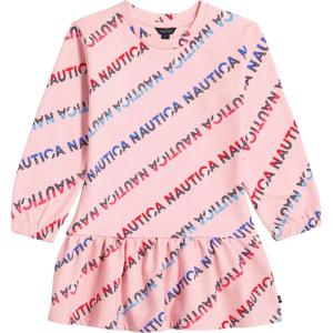 imageNautica Girls Long Sleeve Fleece Sweatshirt DressCoral Logo