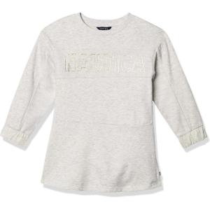 imageNautica Girls Long Sleeve Fleece Sweatshirt DressOatmeal Heather