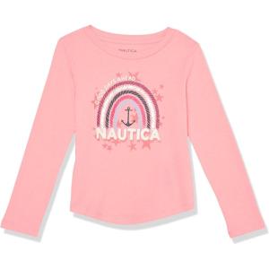 imageNautica Girls Long Sleeve Graphic TShirt Flip Sequin and Glitter EmbellishmentsConch Shell