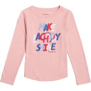 imageNautica Girls Long Sleeve Graphic TShirt Flip Sequin and Glitter EmbellishmentsCoral Blush Shine
