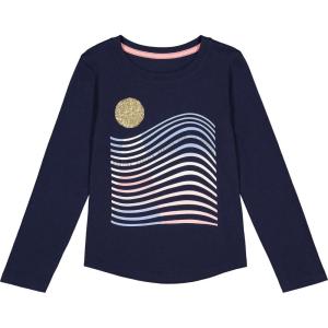 imageNautica Girls Long Sleeve Graphic TShirt Flip Sequin and Glitter EmbellishmentsNavy Sunset