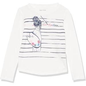 imageNautica Girls Long Sleeve Graphic TShirt Flip Sequin and Glitter EmbellishmentsWhite Paint