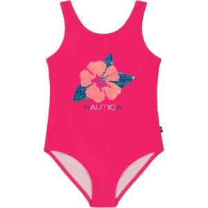 imageNautica Girls OnePiece Swimsuit with UPF 50 Sun Protection Quick Drying Bathing SuitBeetroot Purple