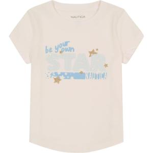 imageNautica Girls Short Sleeve TShirt with Flip Sequin Design Cotton Tee with Tagless InteriorBright White Star Sequin
