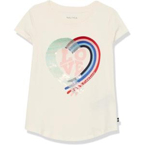 imageNautica Girls Short Sleeve TShirt with Flip Sequin Design Cotton Tee with Tagless InteriorEggnog Love