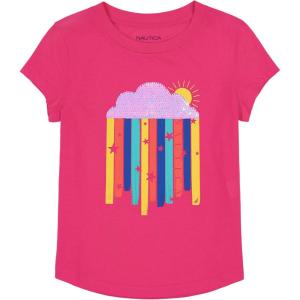 imageNautica Girls Short Sleeve TShirt with Flip Sequin Design Cotton Tee with Tagless InteriorFuchsia Purple Rainbow Sequin