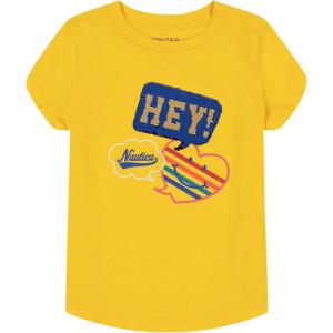 imageNautica Girls Short Sleeve TShirt with Flip Sequin Design Cotton Tee with Tagless InteriorMaize Hey