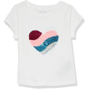 imageNautica Girls Short Sleeve TShirt with Flip Sequin Design Cotton Tee with Tagless InteriorWhite Sequin Heart